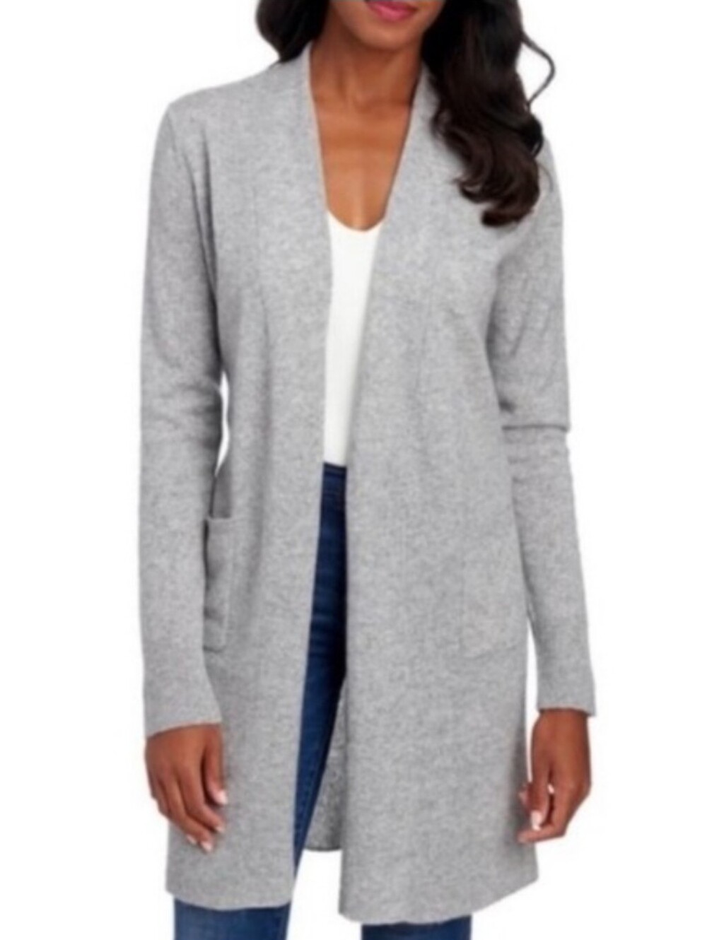 Belle France Open Front Cashmere Cardigan Sweater